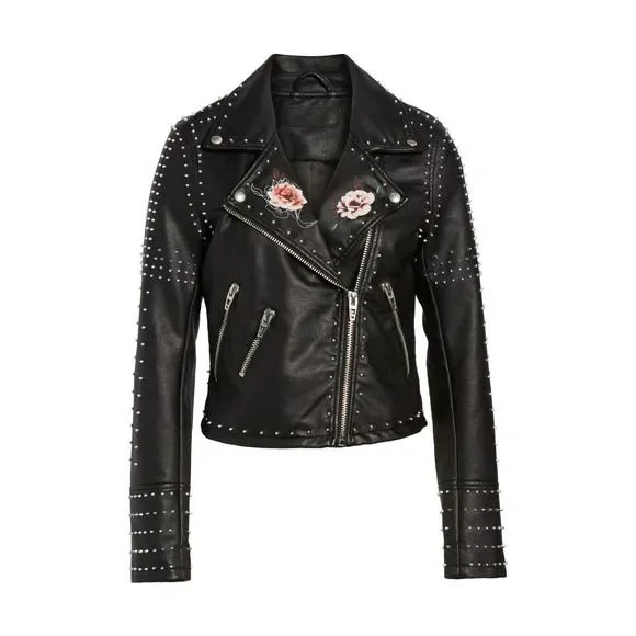 BLANKNYC Stud Floral Moto‎ Faux Leather Jacket - Picture 5 of 7